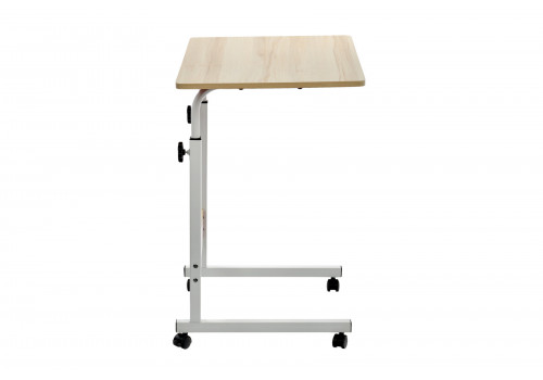 Стол многофункциональный на колесах, 60x40 см, «РОЛЛ», 2 ножки, регул.высота, мдф, металл, св. дерево, белый