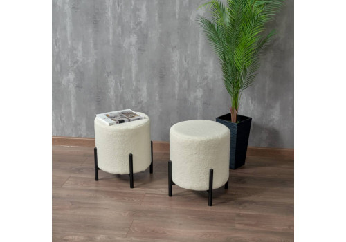 Стул-пуф Otis белый, искусственный мех