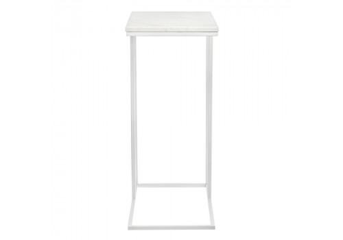 Придиванный столик Loft 50x30см, белый мрамор с белыми ножками