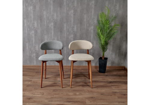 Стул полубарный Lucas латте букле с ножками цвета орех