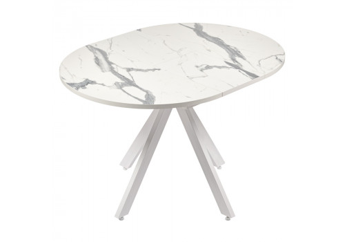 Стол Rudolf круглый раскладной 90-120x90x75см, белый мрамор, белый