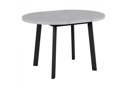 Стол Next круглый раскладной 90-120x90x76,5см, Бетон Лайт, чёрный