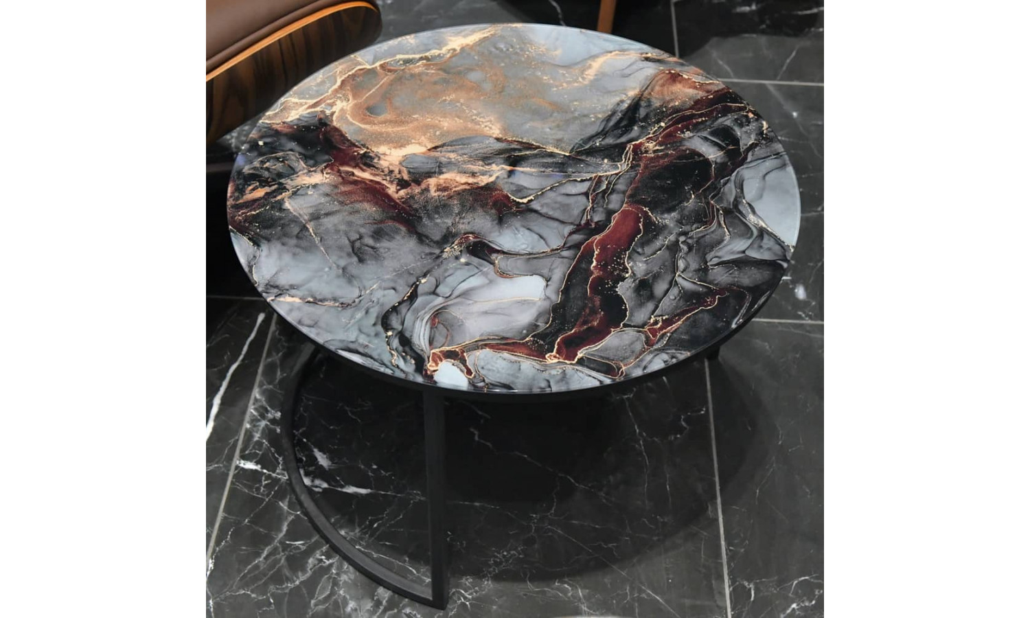 Набор кофейных столиков Tango космический с чёрными ножками, 2шт