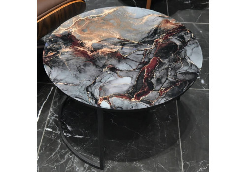 Набор кофейных столиков Tango космический с чёрными ножками, 2шт