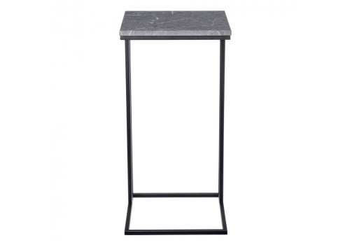 Придиванный столик Loft 35x35см, серый мрамор с чёрными ножками