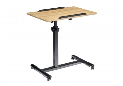 Стол многофункциональный на колёсах, 60x40 см, «РОЛЛИНГ»1 ножка, регул.высота, наклон столешницы, ограничит., мдф, металл, св.дерево, черный