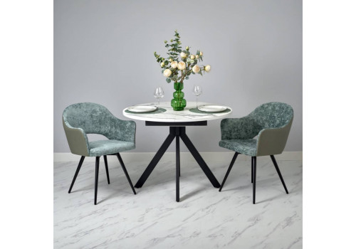 Стул Bruno зелёный шенилл с экокожей с поворотным механизмом