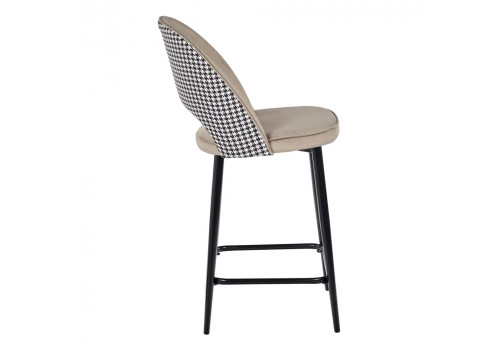 Стул полубарный Leo латте с жаккардом, с поворотным механизмом