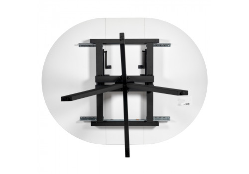 Стол Rudolf круглый раскладной 100-130x100x75см, белый мрамор, чёрный