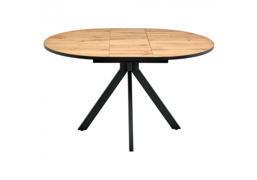 Стол Rudolf круглый раскладной 100-130x100x75см, Дуб Вотан, чёрный