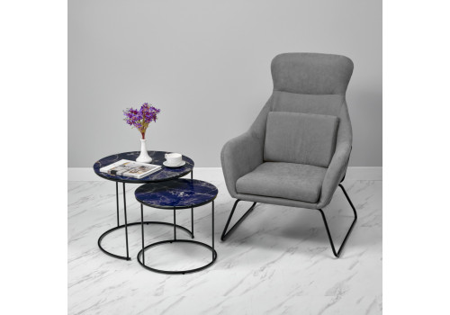 Набор кофейных столиков Tango темно-синий с чёрными ножками, 2шт