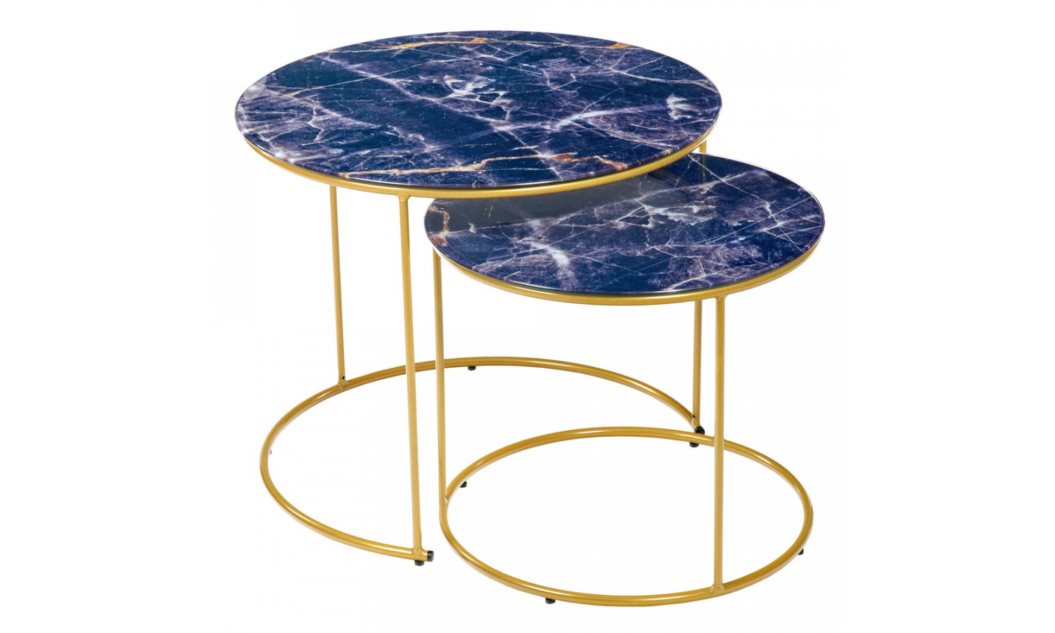 Набор кофейных столиков Tango темно-синий с ножками матовое золото, 2шт