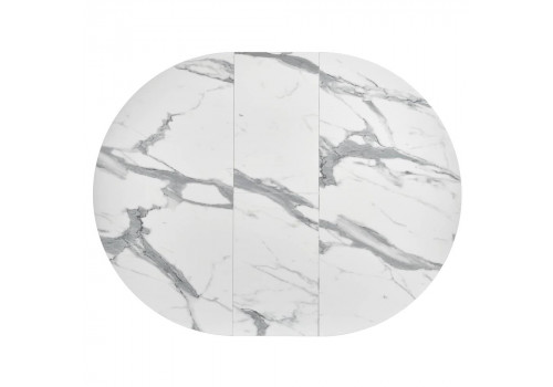 Стол Rudolf круглый раскладной 100-130x100x75см, белый мрамор, чёрный