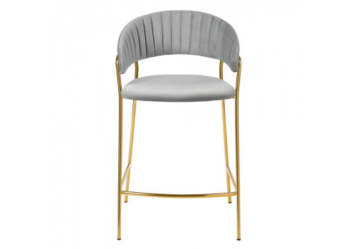 Стул полубарный Turin серый с золотыми ножками