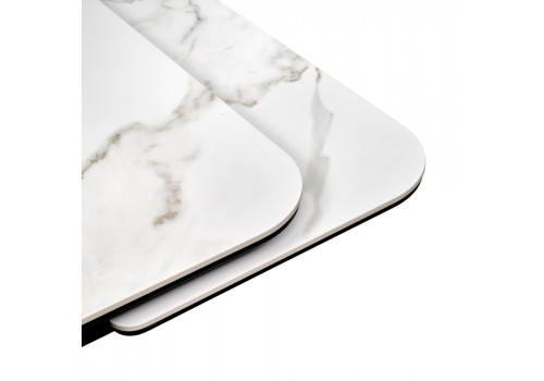 Стол Arthur раскладной 120-184x80x75см, керамогранит белый мрамор Greys White, чёрный