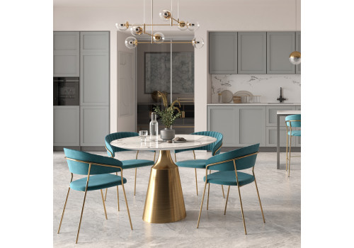 Стул полубарный Turin бирюзовый с золотыми ножками