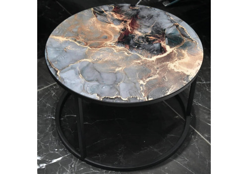 Набор кофейных столиков Tango космический с чёрными ножками, 2шт