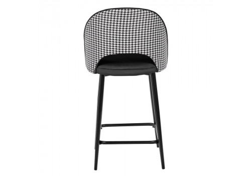 Стул полубарный Leo чёрный с жаккардом, с поворотным механизмом