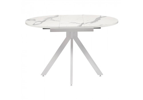 Стол Rudolf круглый раскладной 90-120x90x75см, белый мрамор, белый