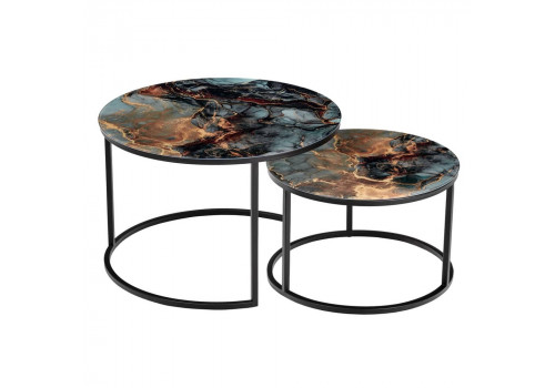 Набор кофейных столиков Tango космический с чёрными ножками, 2шт