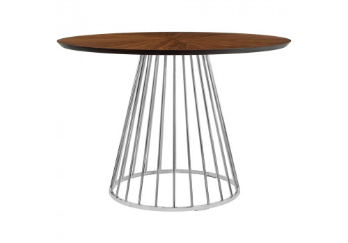 Стол Liverpool диам.110см, шпон орех лучевой набор, с хромированными ножками