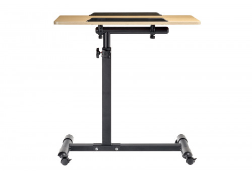 Стол многофункциональный на колёсах, 60x40 см, «РОЛЛИНГ»1 ножка, регул.высота, наклон столешницы, ограничит., мдф, металл, св.дерево, черный