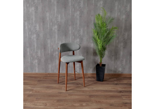 Стул полубарный Lucas светло-серый букле, ножки цвета орех