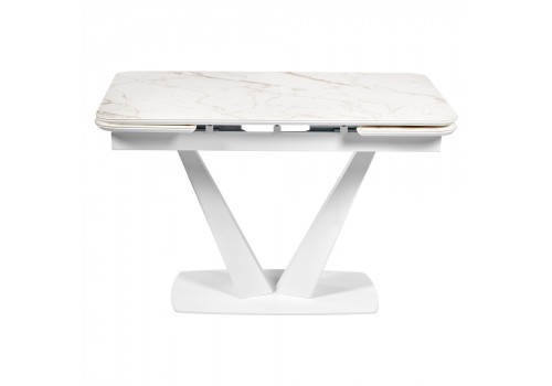 Стол Vito раскладной 120-184x80x75см, керамогранит белый мрамор, белый