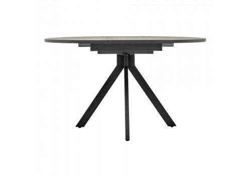 Стол Rudolf круглый раскладной 100-130x100x75см, Бетон слюда, чёрный