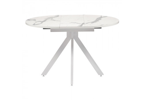Стол Rudolf круглый раскладной 90-120x90x75см, белый мрамор, белый