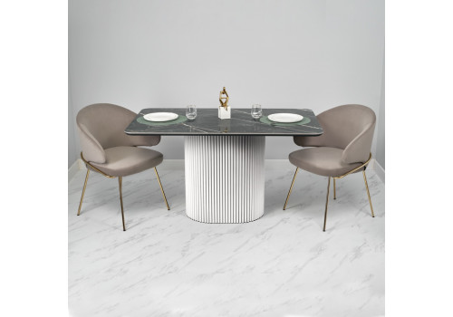 Стул-полукресло Emil латте с золотыми ножками