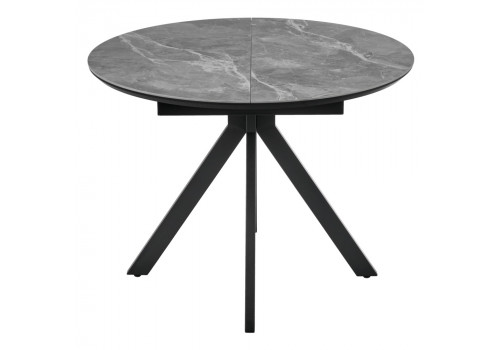 Стол Rudolf круглый раскладной 100-130x100x75см, серый керамогранит, черный
