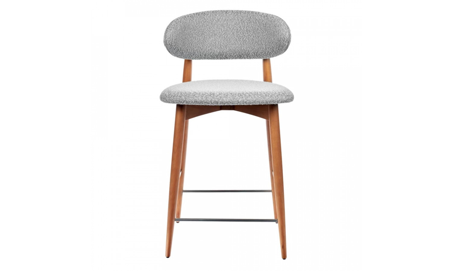 Стул полубарный Lucas светло-серый букле, ножки цвета орех