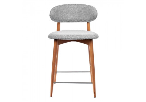 Стул полубарный Lucas светло-серый букле, ножки цвета орех