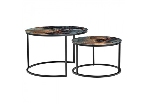 Набор кофейных столиков Tango космический с чёрными ножками, 2шт