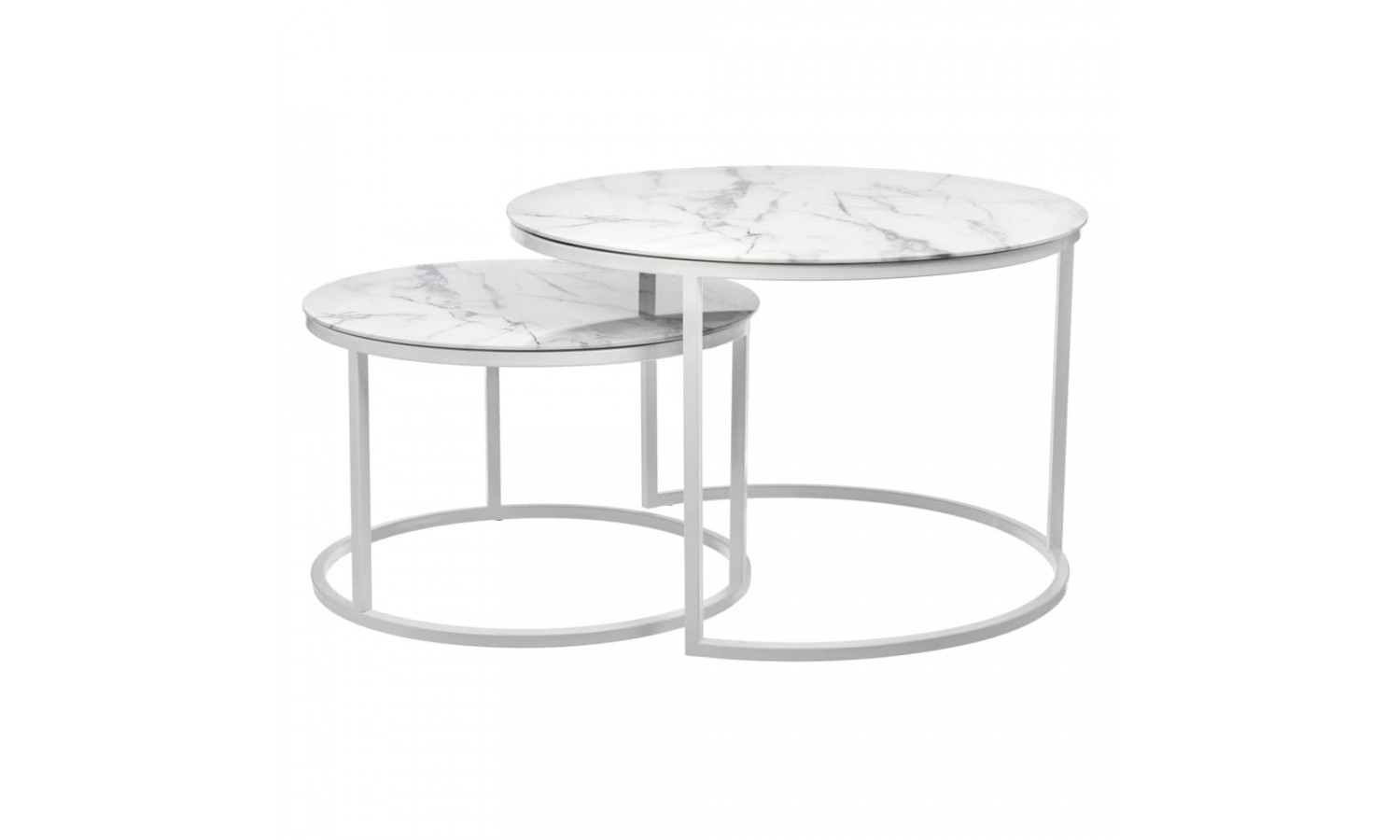 Набор кофейных столиков Tango белый мрамор с белыми ножками