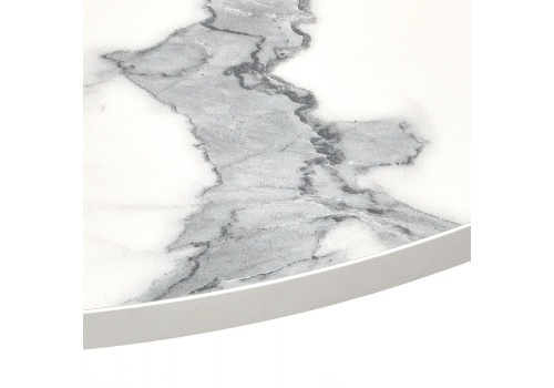 Стол Rudolf круглый раскладной 90-120x90x75см, белый мрамор, белый