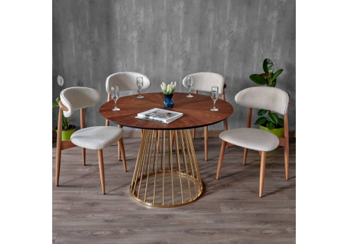 Стул Lucas латте букле с ножками цвета орех