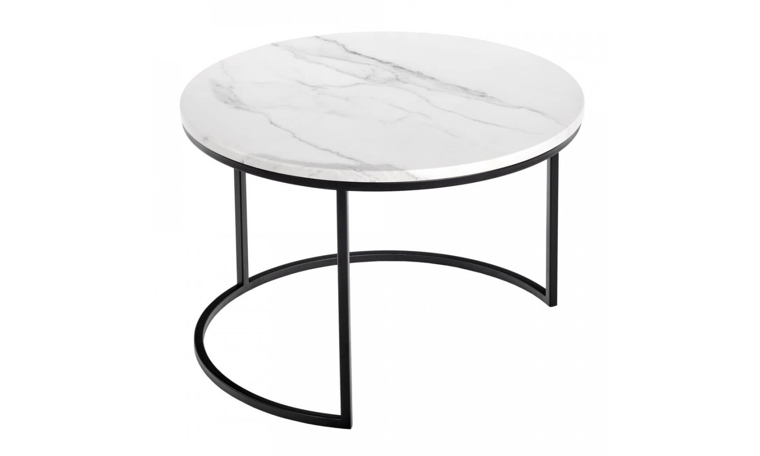 Набор кофейных столиков Tango белый мрамор с чёрными ножками, 2шт