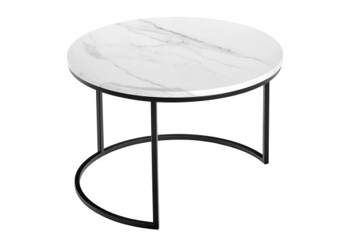 Набор кофейных столиков Tango белый мрамор с чёрными ножками, 2шт
