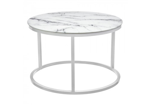 Набор кофейных столиков Tango белый мрамор с белыми ножками