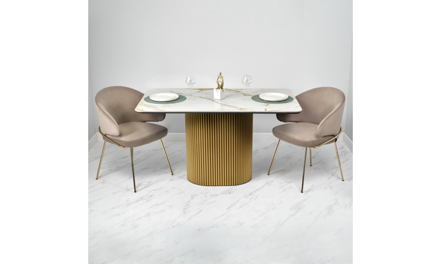 Стол Festa 140x85x77см, керамогранит Calacatte gold мрамор