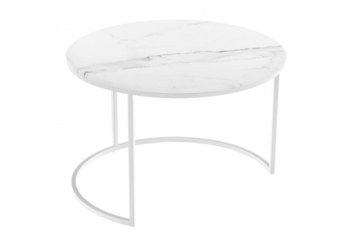 Набор кофейных столиков Tango белый мрамор с белыми ножками, 2шт