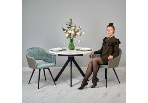 Стул Bruno зелёный шенилл с экокожей с поворотным механизмом