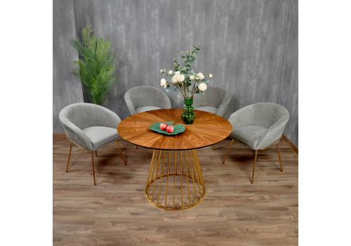 Стул-полукресло Martin серый шенилл, золотые ножки