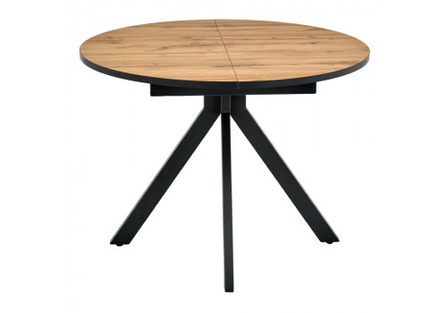 Стол Rudolf круглый раскладной 100-130x100x75см, Дуб Вотан, чёрный