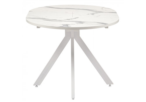 Стол Rudolf круглый раскладной 90-120x90x75см, белый мрамор, белый