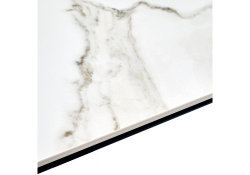 Стол Arthur раскладной 120-184x80x75см, керамогранит белый мрамор Greys White, чёрный