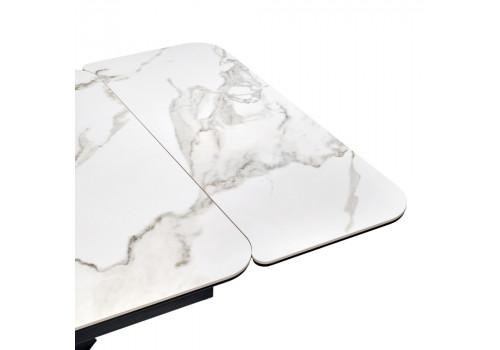 Стол Arthur раскладной 120-184x80x75см, керамогранит белый мрамор Greys White, чёрный