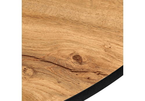 Стол Rudolf круглый раскладной 100-130x100x75см, Дуб Вотан, чёрный